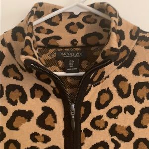 Rachel Zoe Zip Up Leopard Sweater 